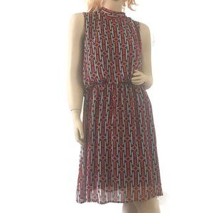 Women's Multicolored Shift Tribal Patten Dress with inside Lining and Ba…